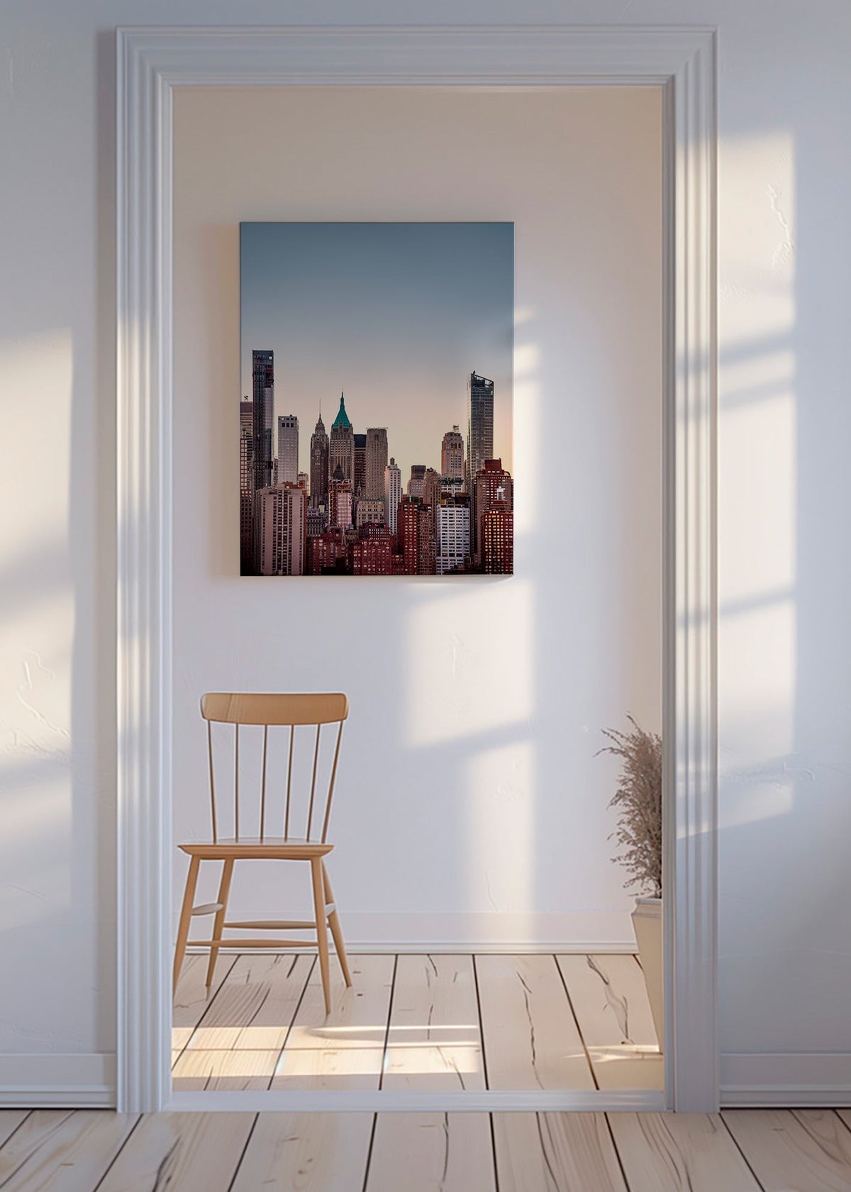 Poster città con skyline al crepuscolo – Canvas