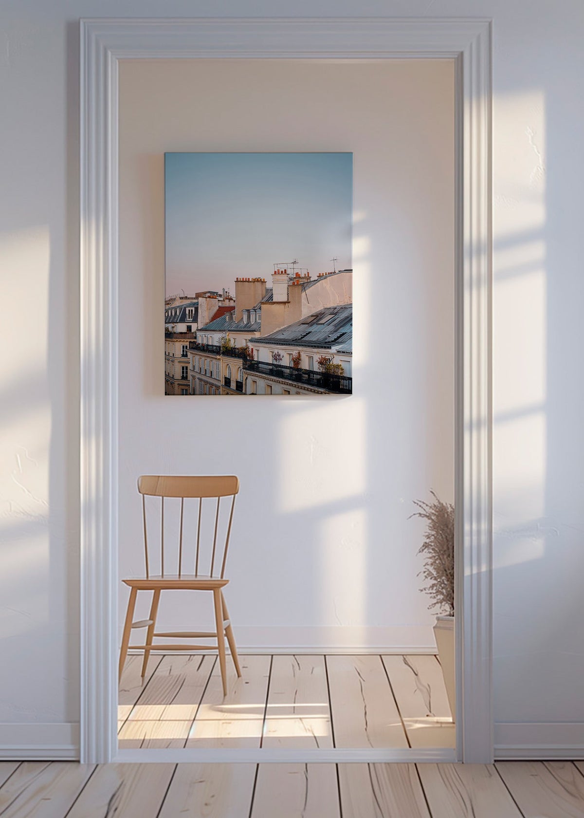 Quadro città con tetti all'alba – Canvas