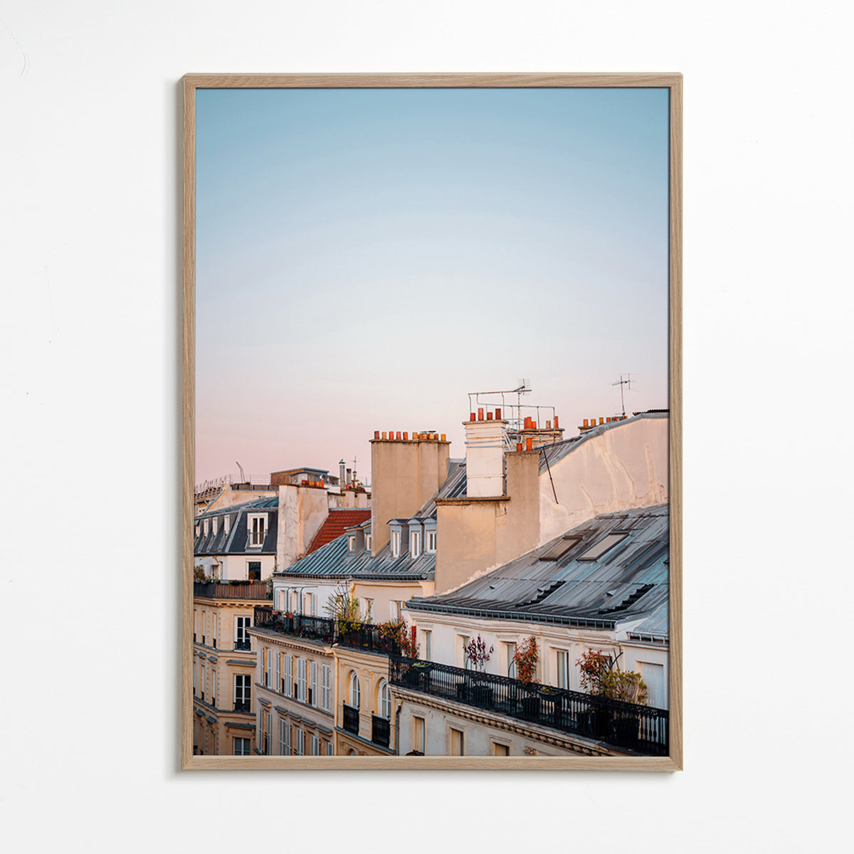 Quadro città con tetti all'alba – Oak Frame