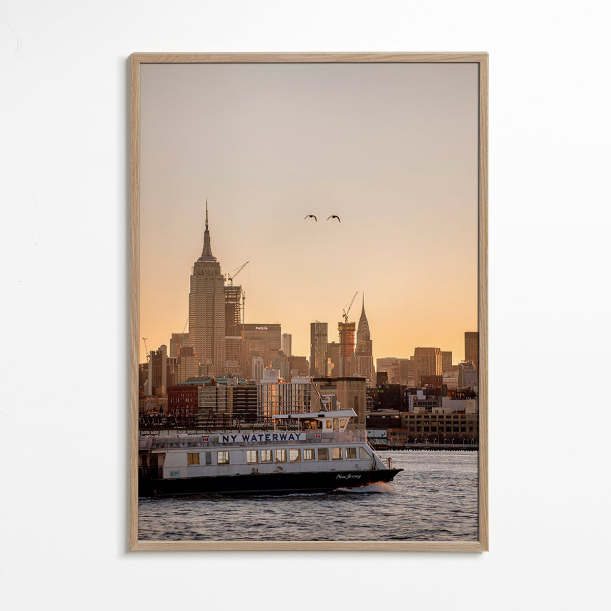 Arte da città Skyline di Manhattan – Oak Frame