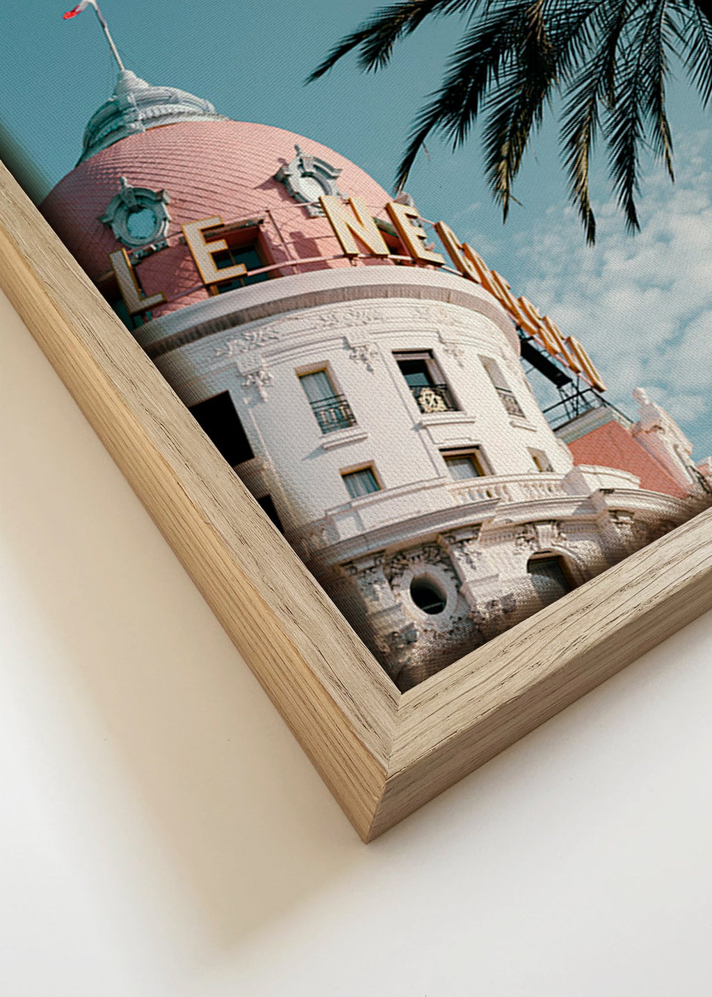 Quadro città Riviera con cupola e palma – Canvas detail