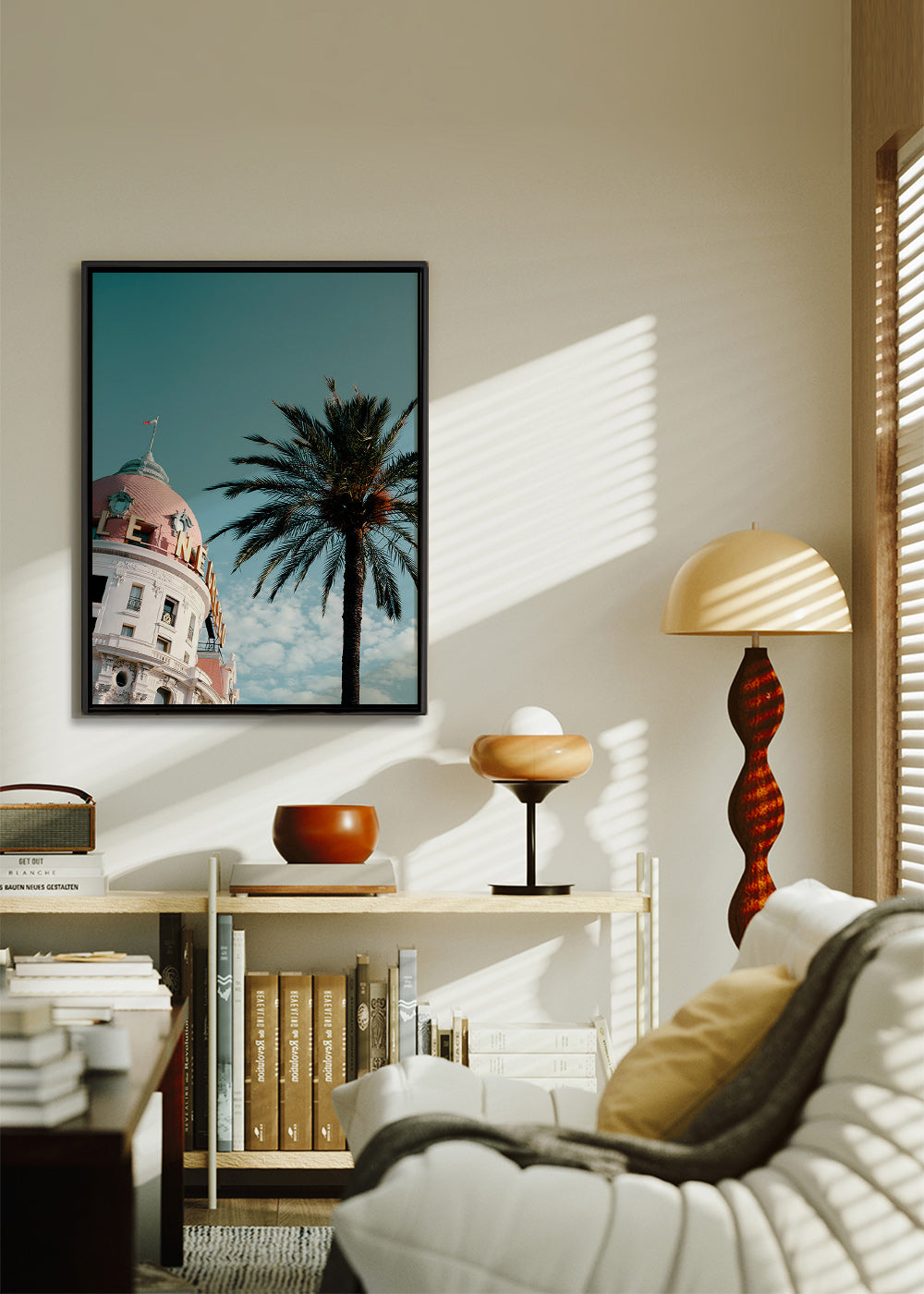 Quadro città Riviera con cupola e palma – Canvas1