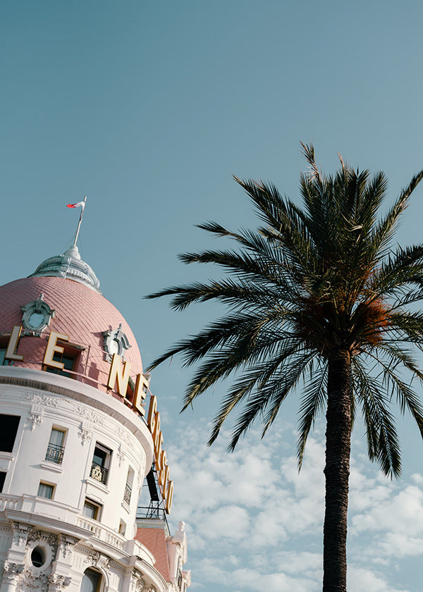 Quadro città Riviera con cupola e palma