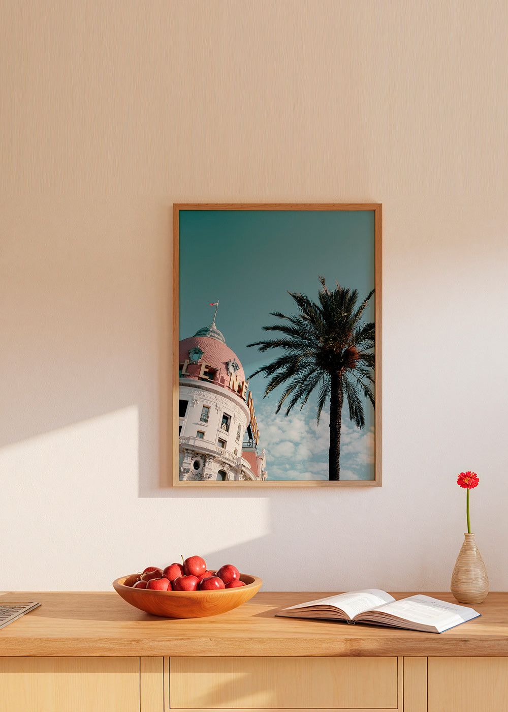 Quadro città Riviera con cupola e palma – Product1