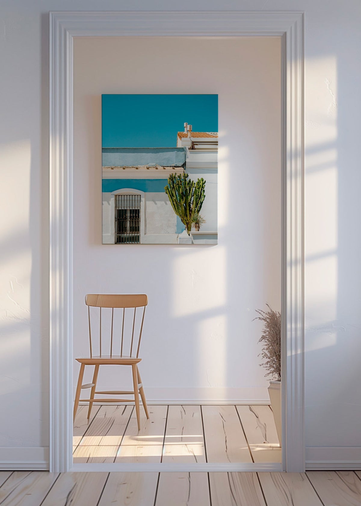 Stampa botanica: facciata mediterranea con cactus – Canvas