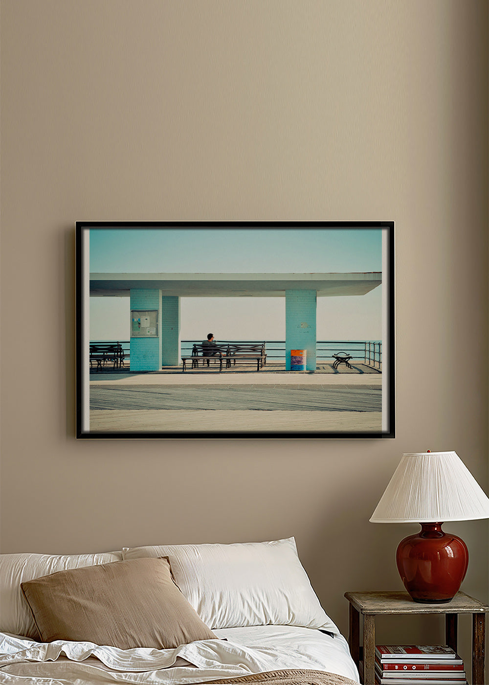 Fotografia del molo con panchina solitaria – Canvas2