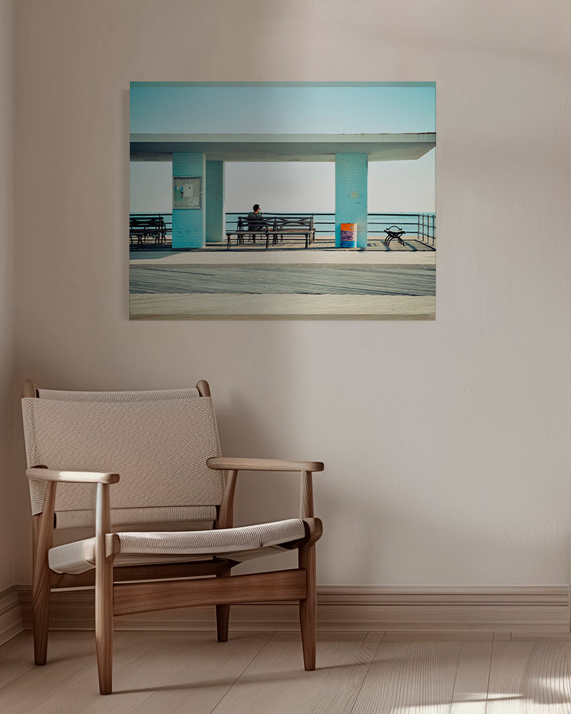 Fotografia del molo con panchina solitaria – Canvas