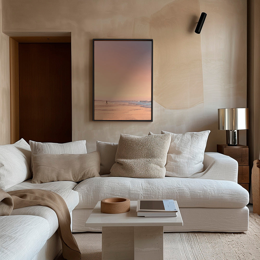 Arte paesaggistica: spiaggia all'alba in toni pastello – Canvas2