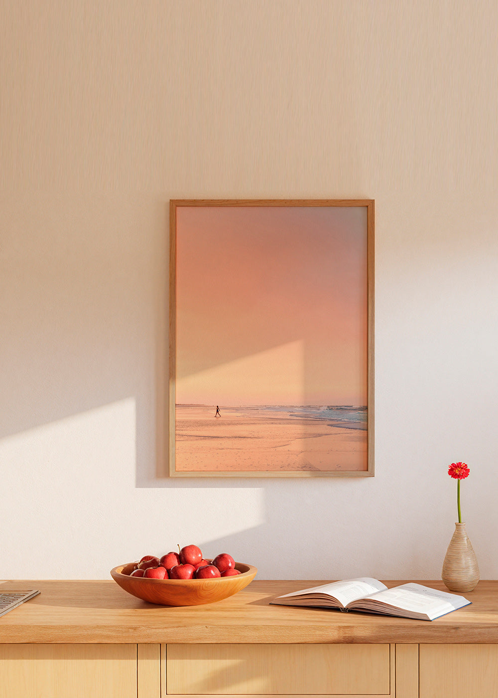 Arte paesaggistica: spiaggia all'alba in toni pastello – Product1