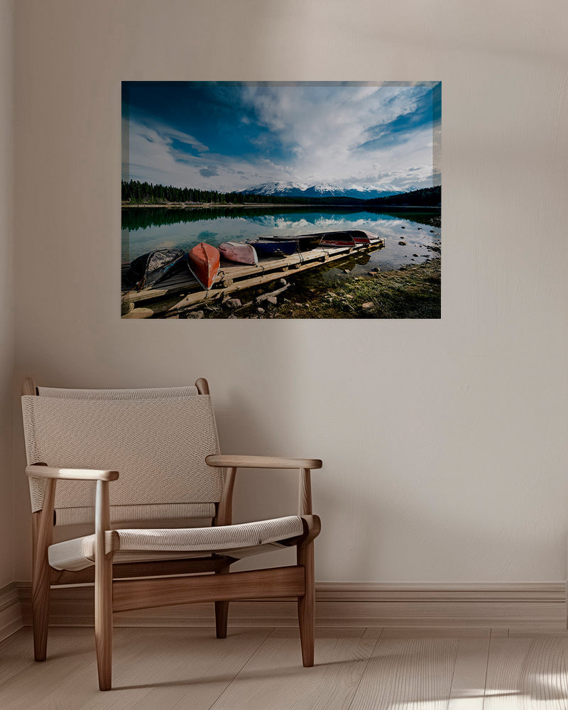 Quadro paesaggio con canoe sul pontile – Canvas