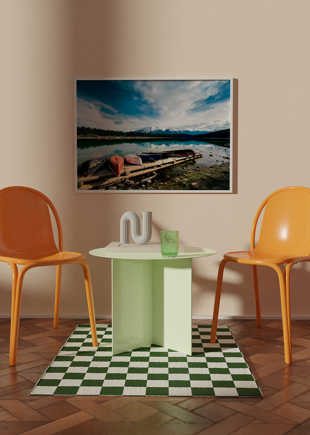 Quadro paesaggio con canoe sul pontile – Product2