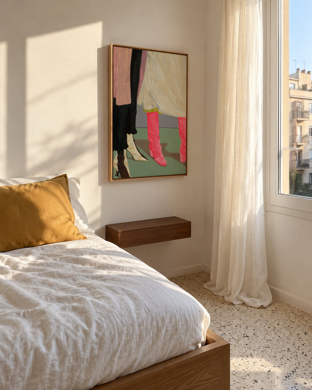 Siblings II - Framed canvas in an interior