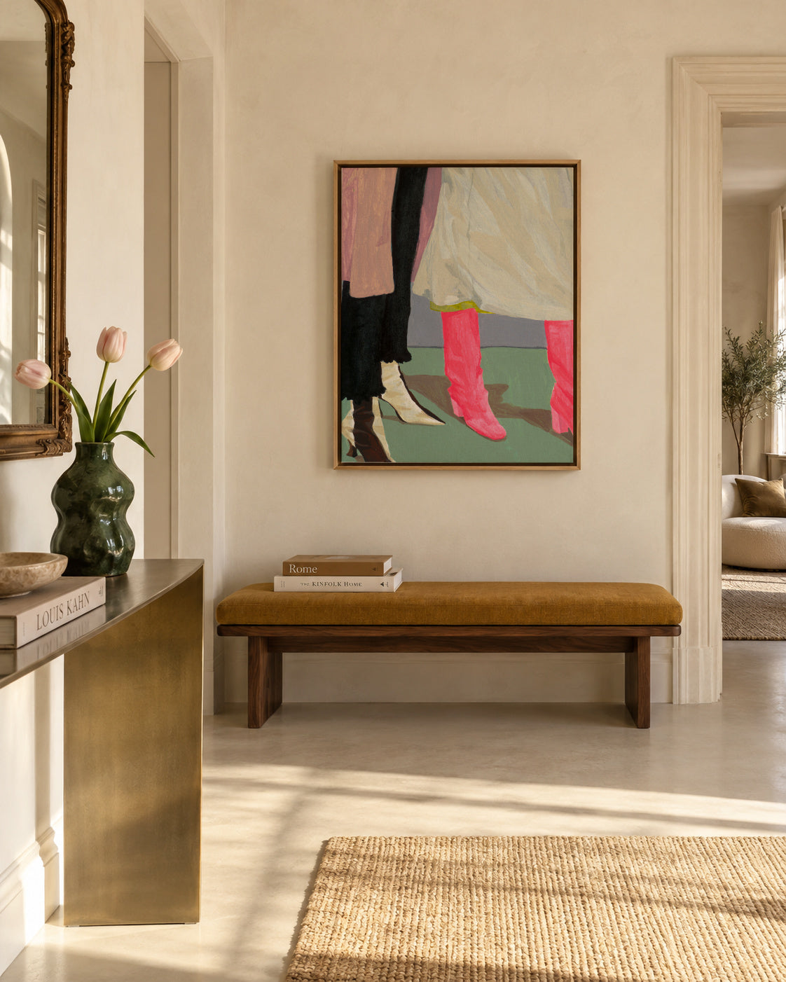 Siblings II - Framed canvas in an interior