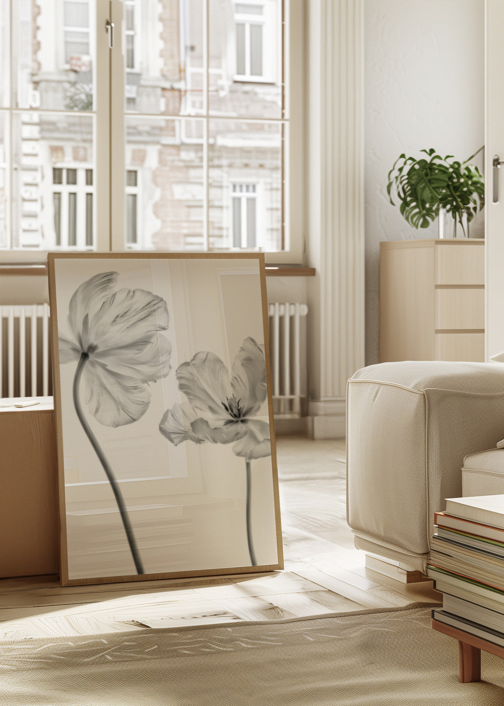 Same tulip front and backview - Framed poster in an interior