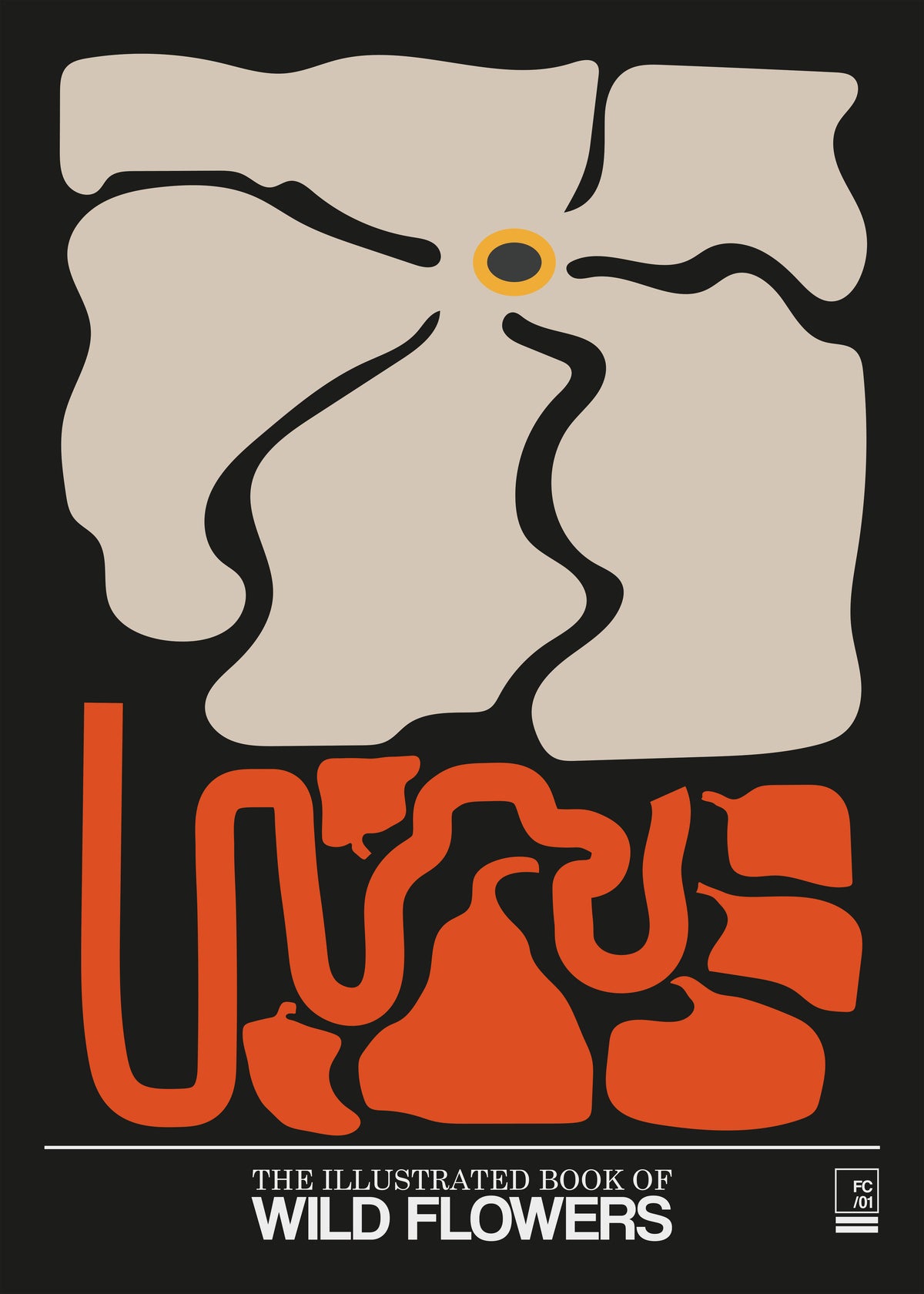 The Illustrated Book Of Wild Flowers Vol.1 Grey - Unframed art print
