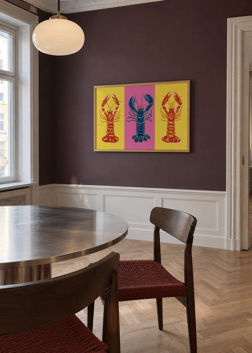 Lobster Langoustines Pop Art 2 - Framed poster in an interior