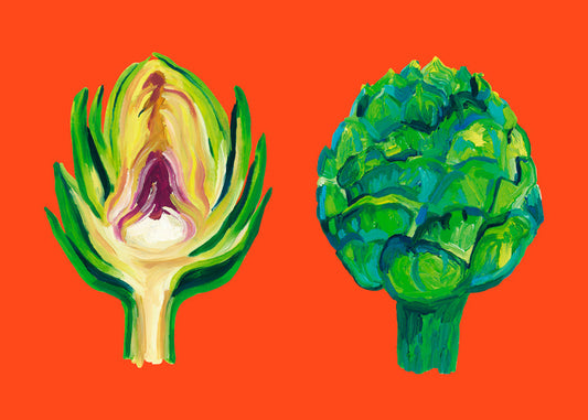 Artichokes On Orange - Alice Straker