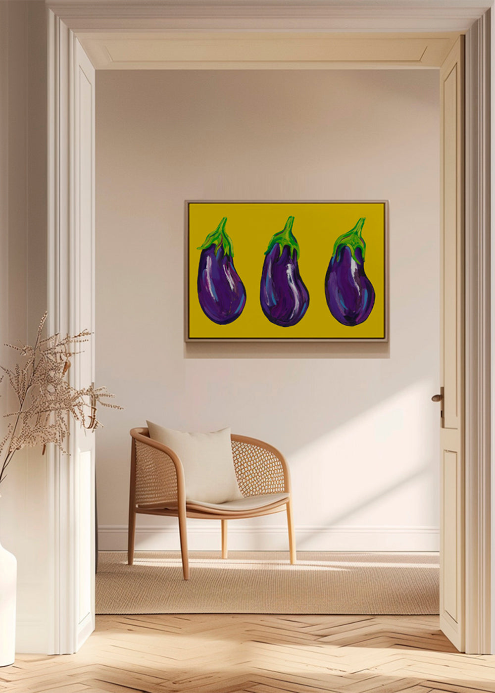 Aubergines On Yellow - Alice Straker