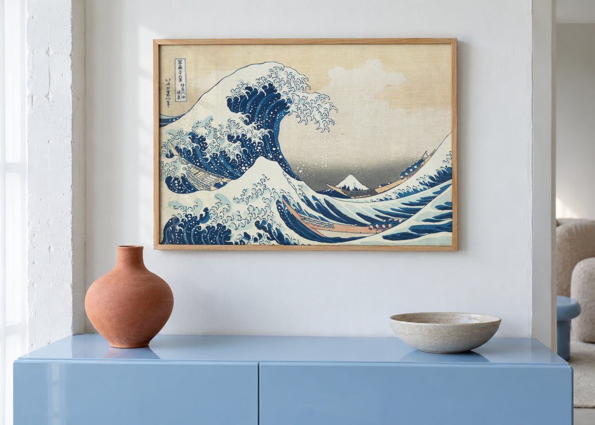 The Great Wave of Kanagawa - Katsushika Hokusai - Framed poster in an interior