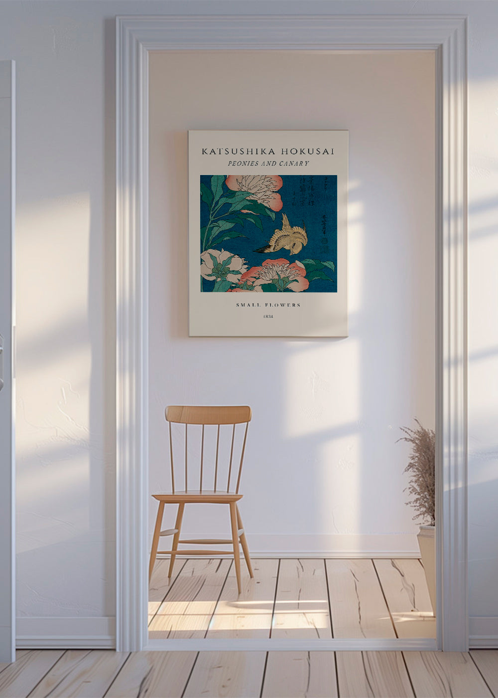 Peonies and Canary Exhibition - Katsushika Hokusai