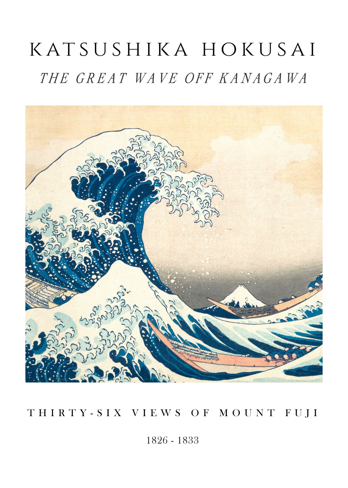 The Great Wave of Kanagawa Exhibition White - Katsushika Hokusai - Unframed art print