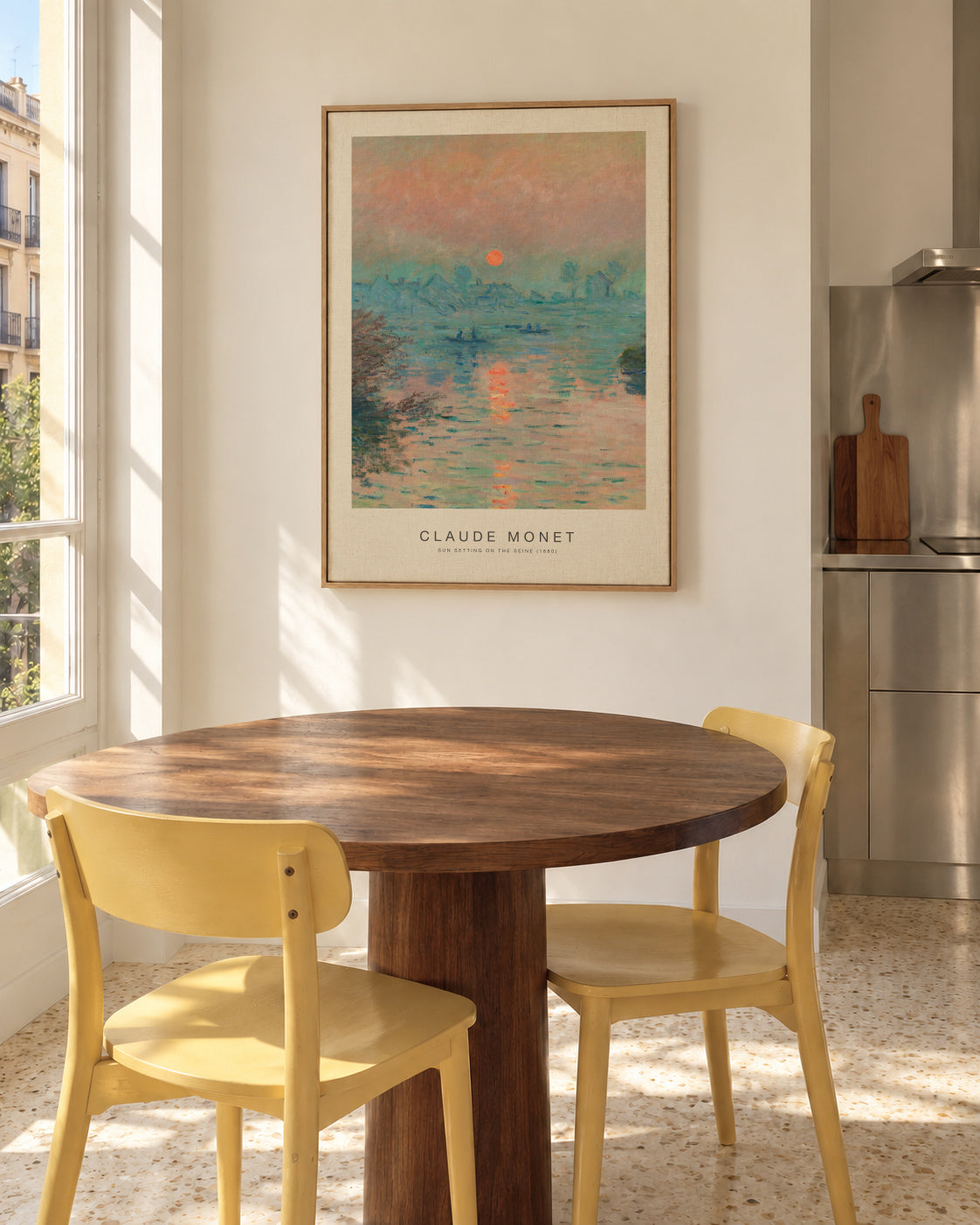 Sun Setting on the Seine (Special Edition) - Claude Monet - Framed canvas in an interior
