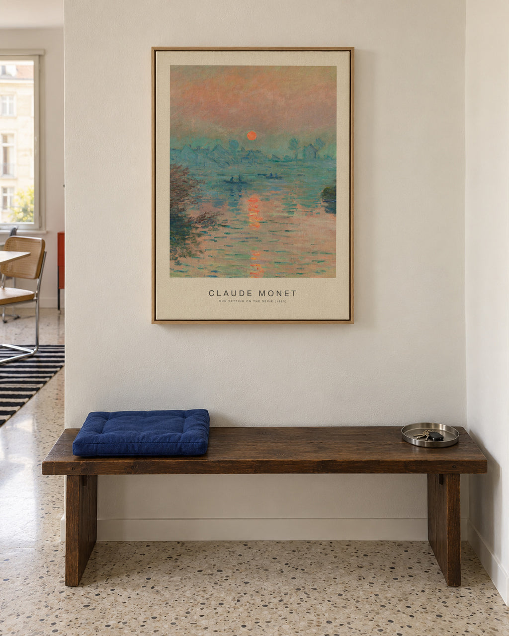 Sun Setting on the Seine (Special Edition) - Claude Monet - Framed canvas in an interior