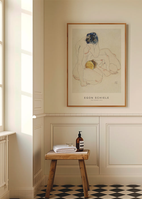 Two Friends (Special Edition) - Egon Schiele - Framed poster in an interior