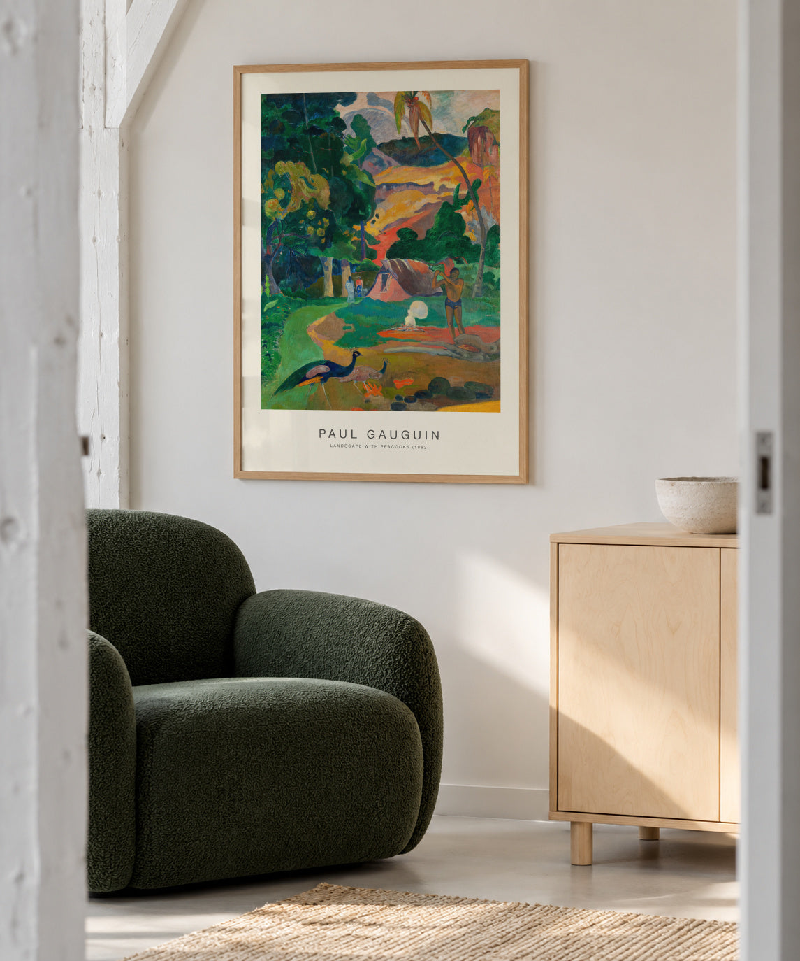 Landscape with Peacocks (Special Edition) - Paul Gauguin - Framed poster in an interior