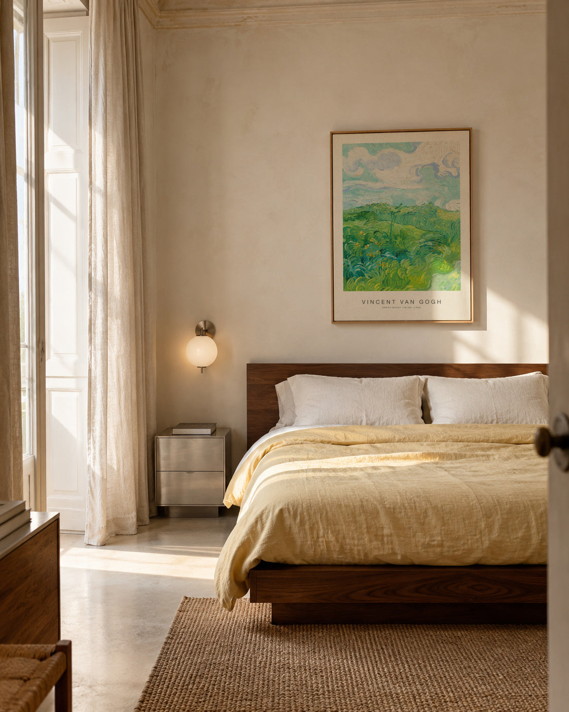 Green Wheat Fields (Special Edition) - Vincent van Gogh - Framed canvas in an interior