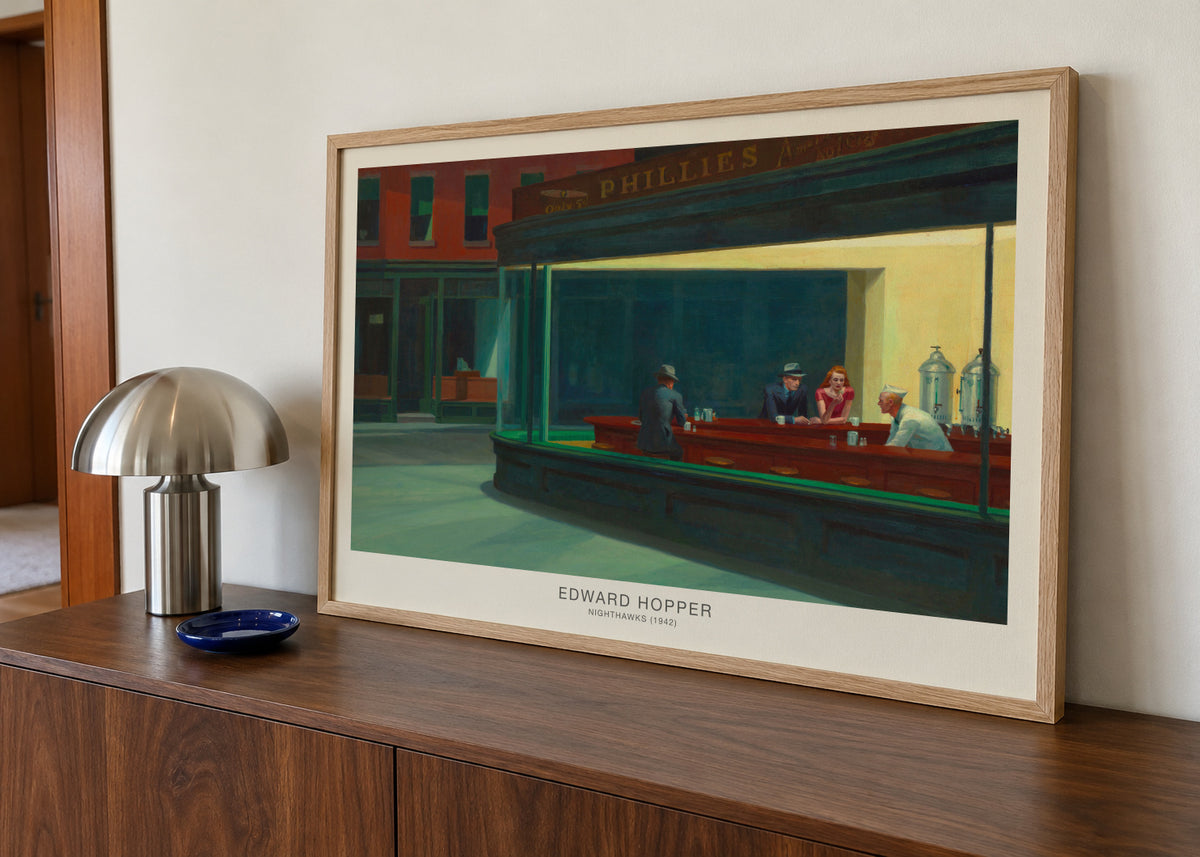 Nighthawks (Special Edition) - Edward Hopper - Framed poster in an interior