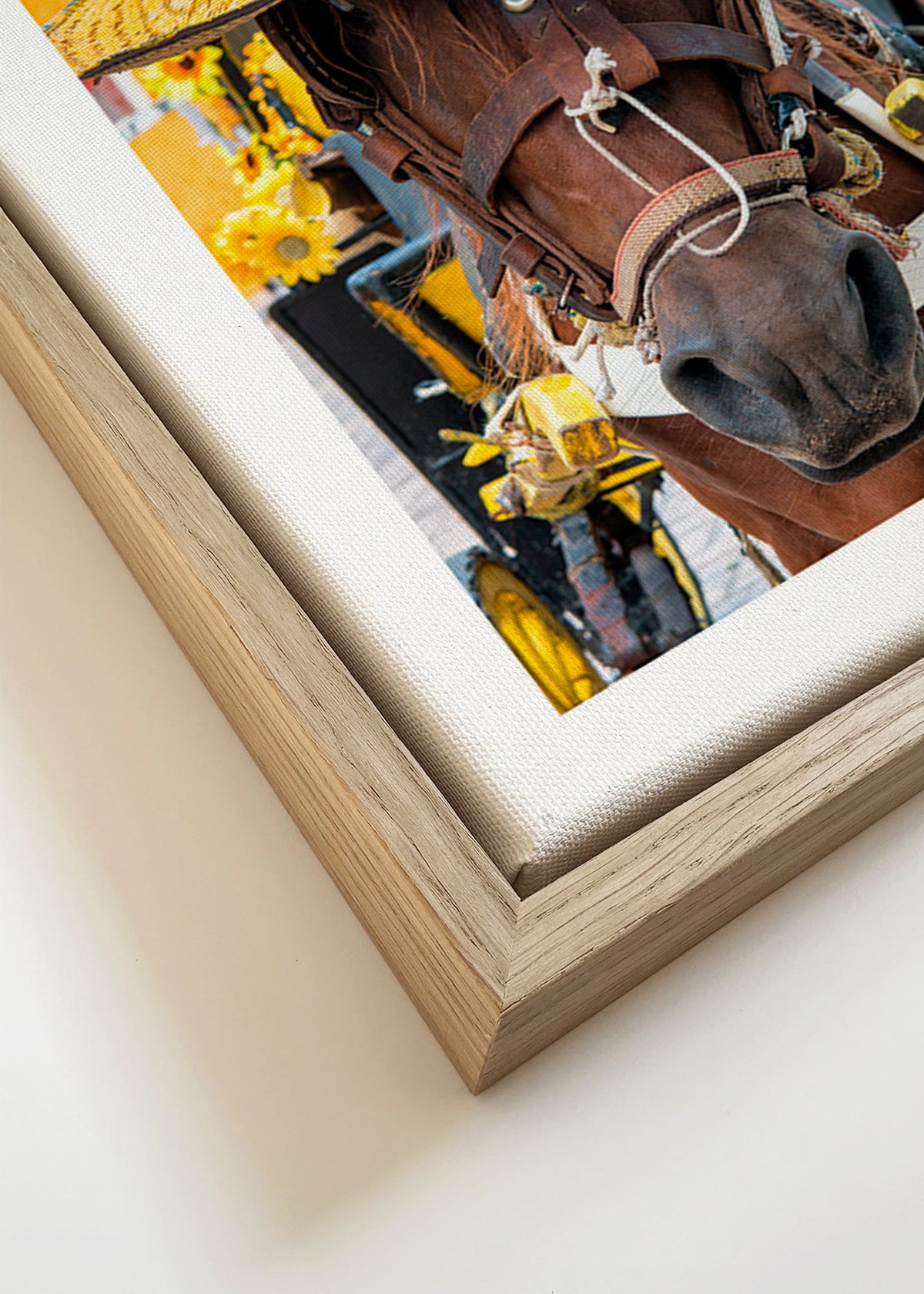 Ritratto di cavallo con cappello giallo – Canvas detail