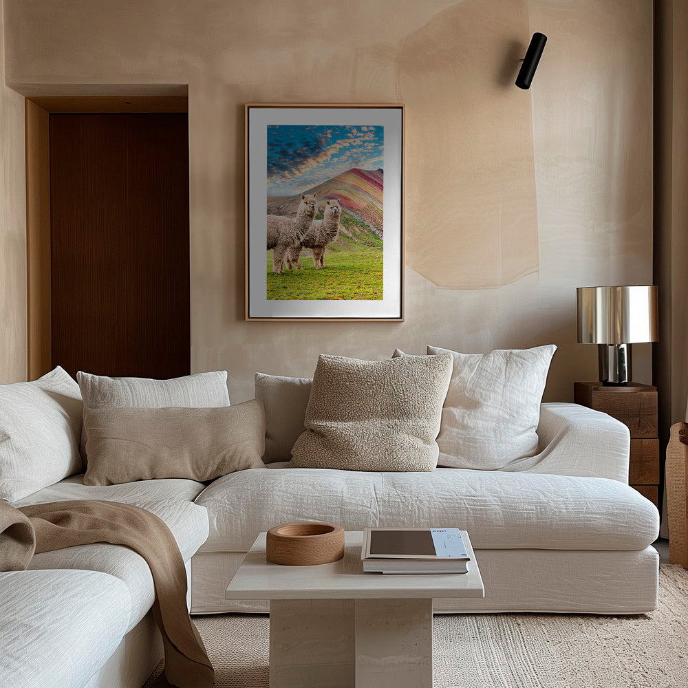 Opera alpaca sulla montagna arcobaleno – Canvas2
