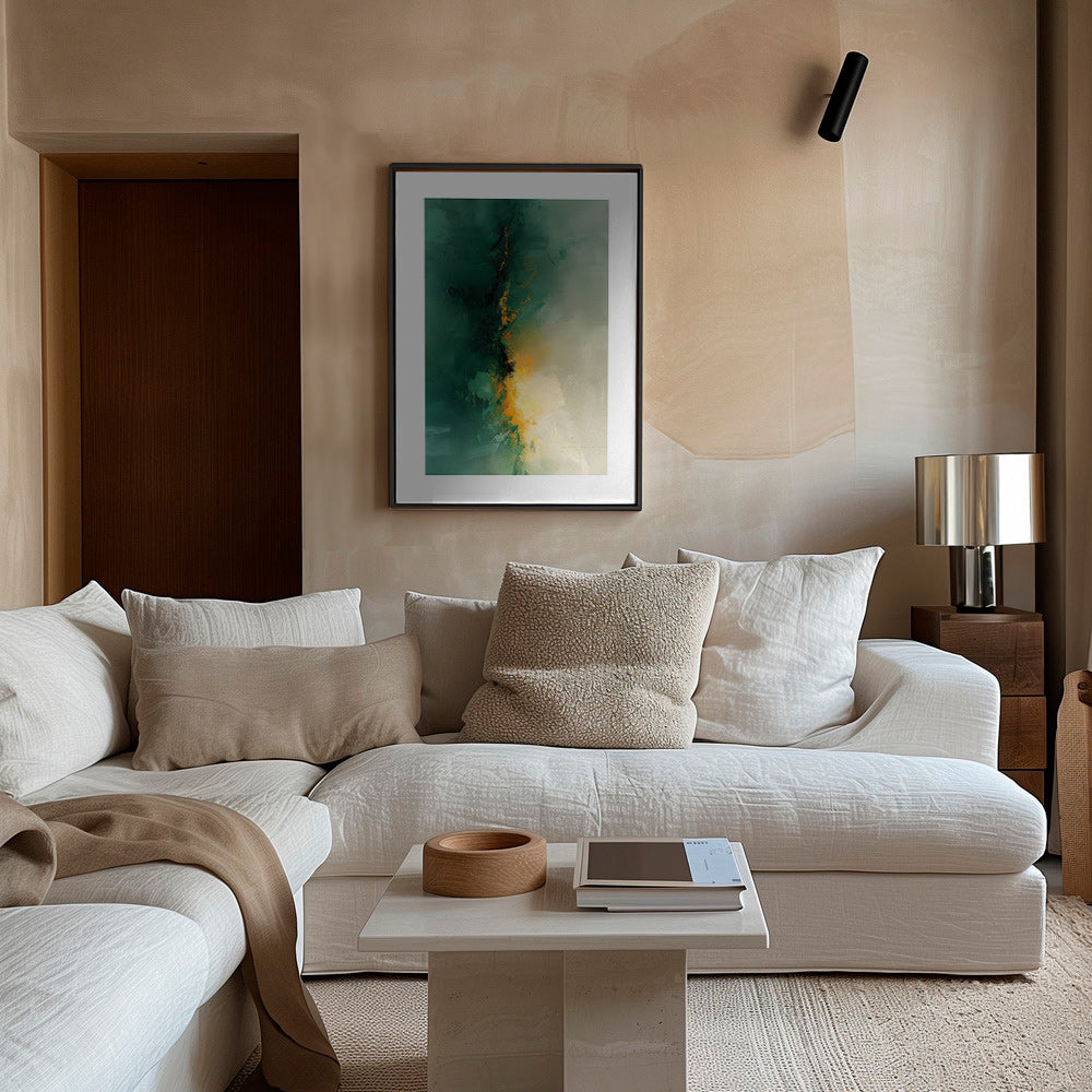 Quadro astratto verde e oro - Crepuscolo – Canvas2