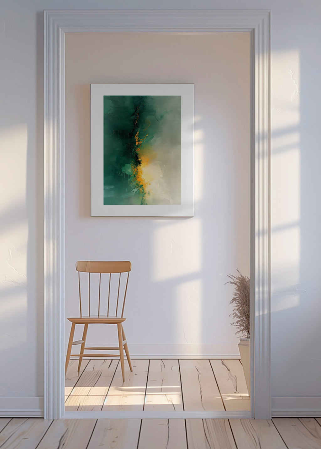 Quadro astratto verde e oro - Crepuscolo – Canvas