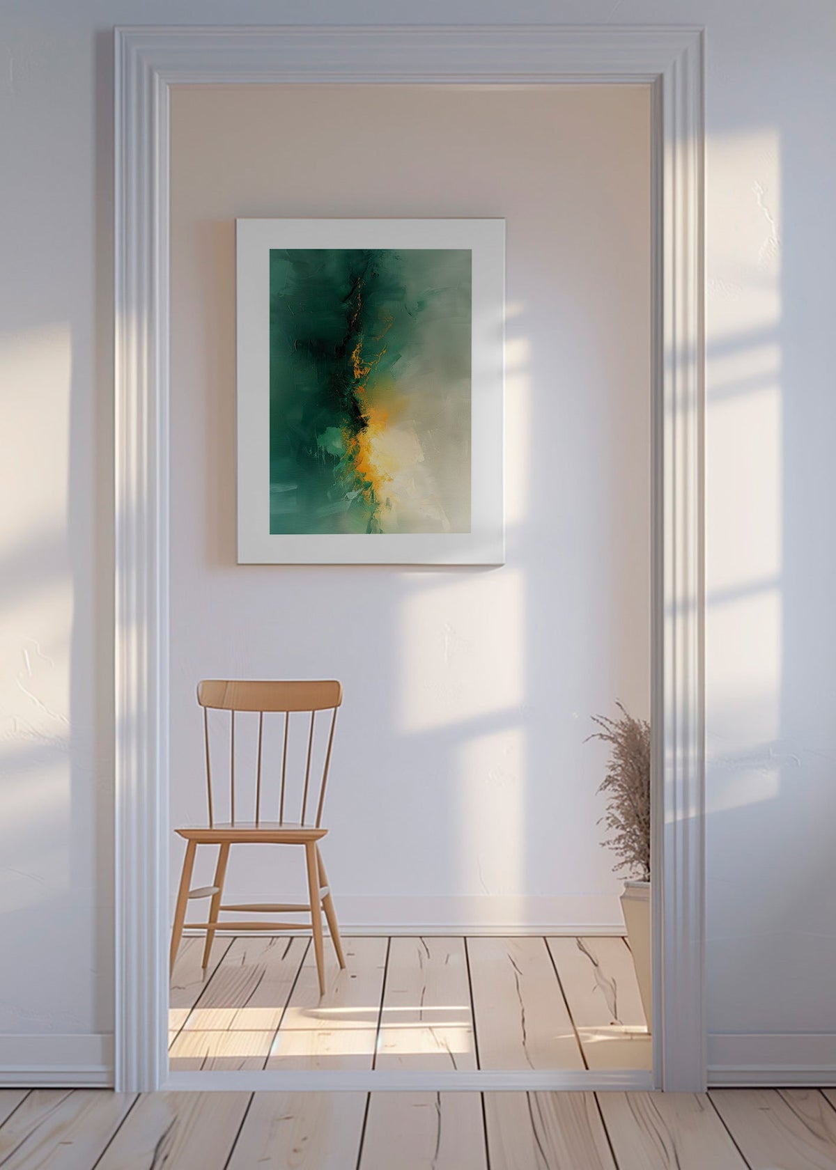 Quadro astratto verde e oro - Crepuscolo – Canvas