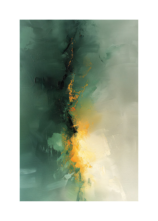 Quadro astratto verde e oro - Crepuscolo