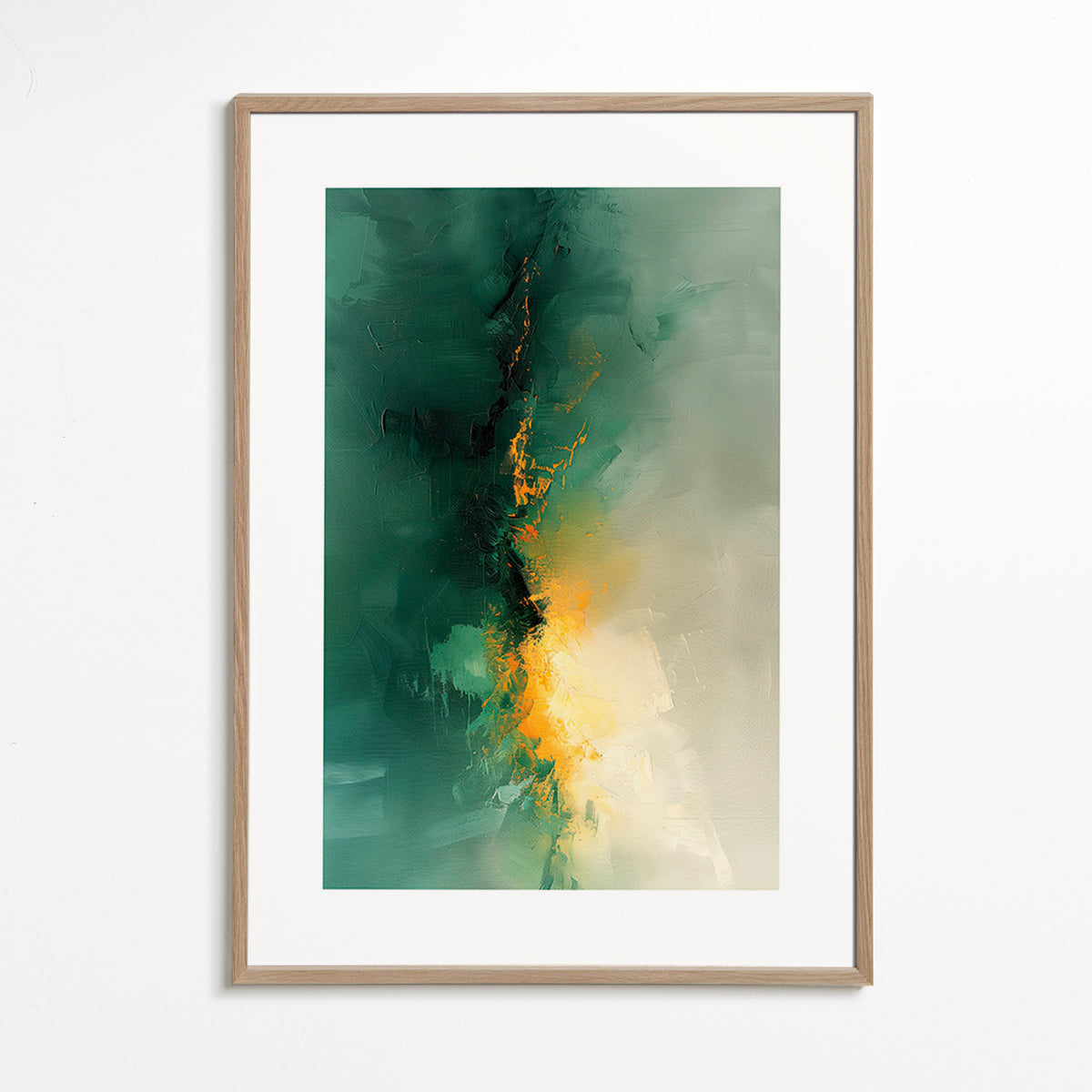 Quadro astratto verde e oro - Crepuscolo – Oak Frame