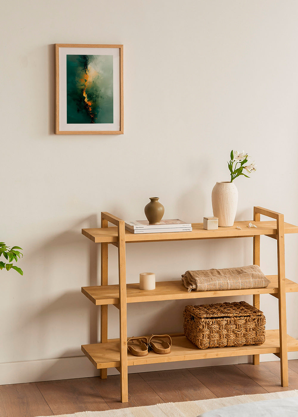 Quadro astratto con venature verdi e tocchi arancio – Product3