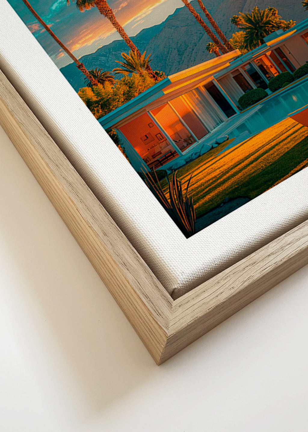 Quadro paesaggio: tramonto a Palm Springs con piscina – Canvas detail