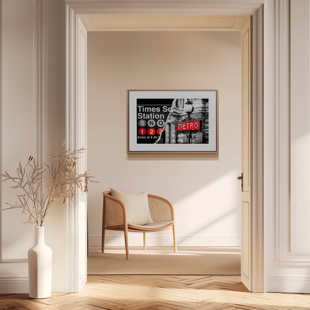 Poster di viaggio con insegna Metro rossa – Canvas1
