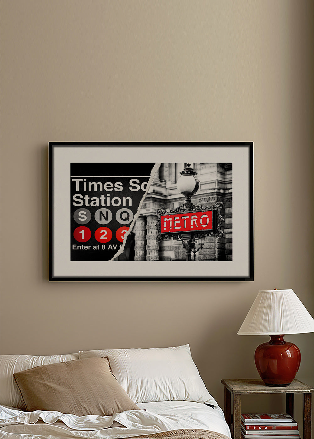 Poster di viaggio con insegna Metro rossa – Canvas2