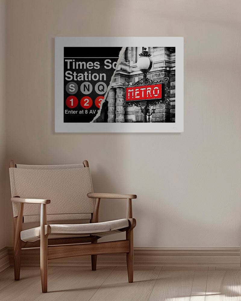 Poster di viaggio con insegna Metro rossa – Canvas