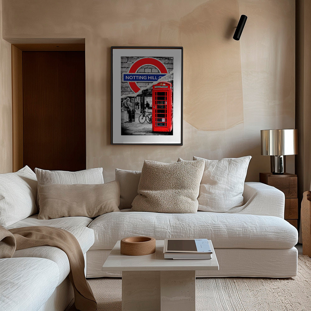 Arte da città con cabina telefonica rossa a Notting Hill – Canvas1