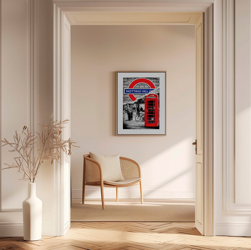 Arte da città con cabina telefonica rossa a Notting Hill – Canvas2
