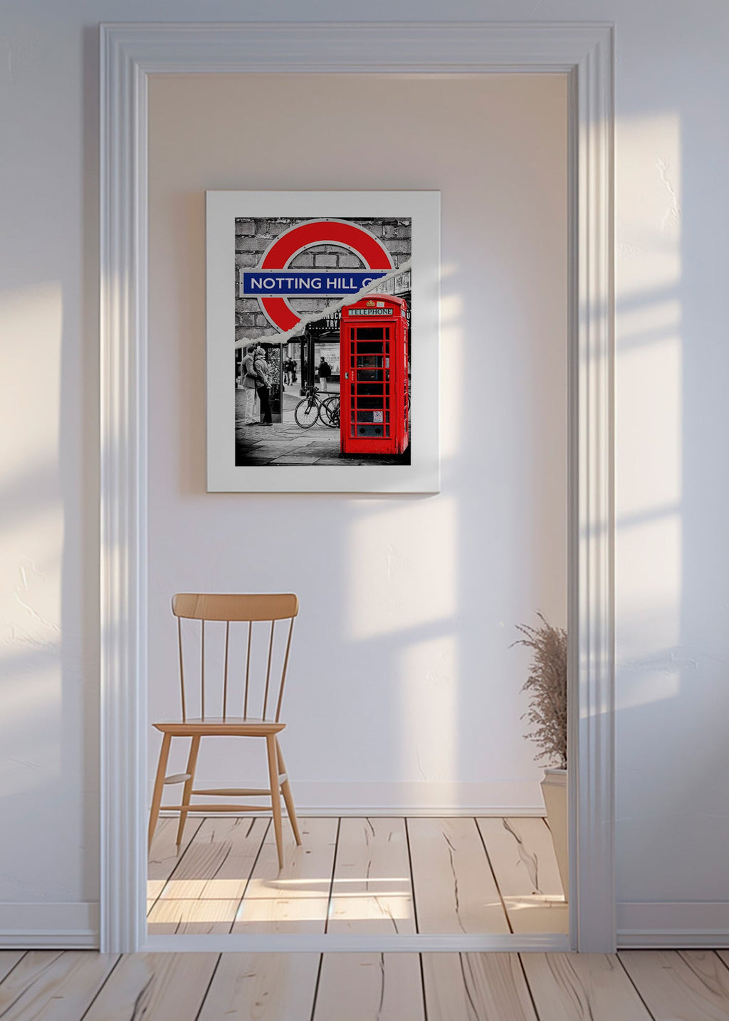 Arte da città con cabina telefonica rossa a Notting Hill – Canvas