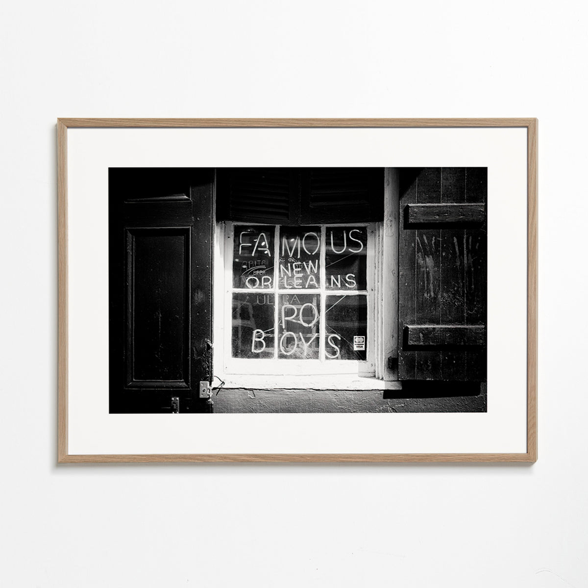 Arte da cucina: insegna New Orleans in bianco e nero – Oak Frame