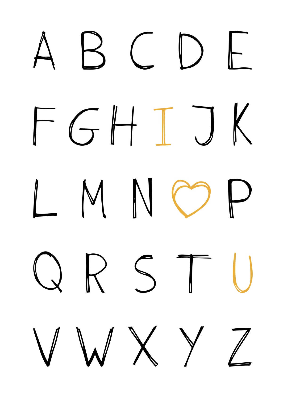 Alphabet I love you - Unframed art print