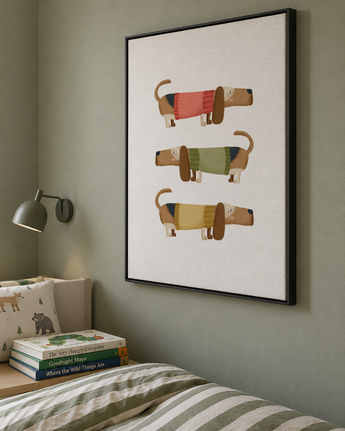 Basset Hound - Framed canvas in an interior