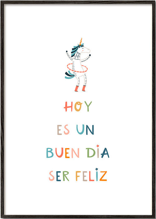 Stampa per bambini con unicorno e testo tipografico